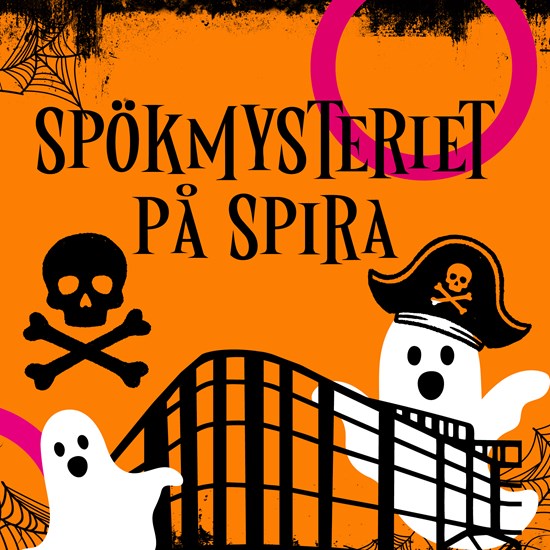 En illustrerad bild med spöken, pirathattar och Kulturhuset Spira.
