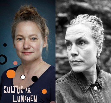 Affischbild för lunchlyriken När tiden slutar rusa ligger stenarna kvar 27 mars kl. 12.00 på Kulturhuset Spira. Två kvinnor. 