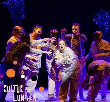 Affischbild för lunchprogrammet "Spöken och hjärnspöken med Freja Musikteater" 10 april kl. 12.00 på Kulturhuset Spira. 