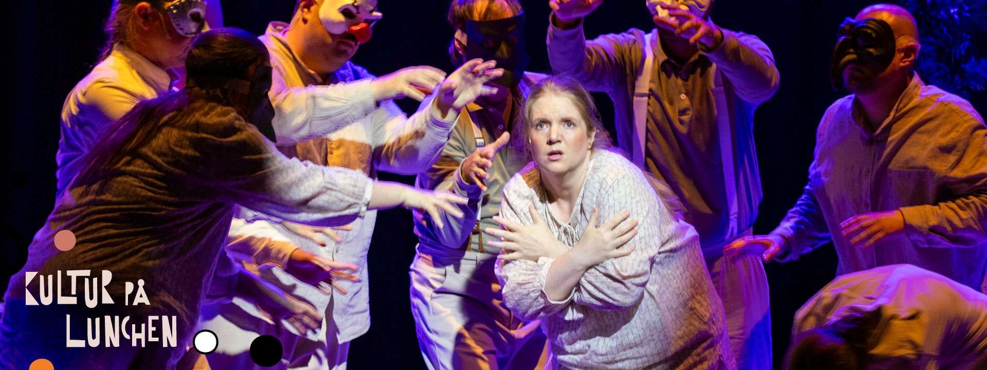 Affischbild för lunchprogrammet "Spöken och hjärnspöken med Freja Musikteater" 10 april kl. 12.00 på Kulturhuset Spira. 